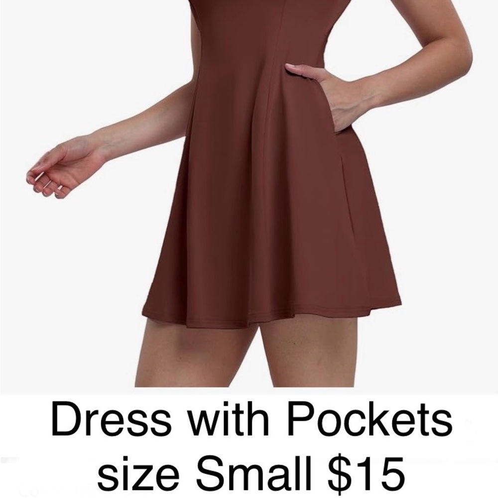Brown A-Line Mini Dress Sleeveless Scoop Neck
